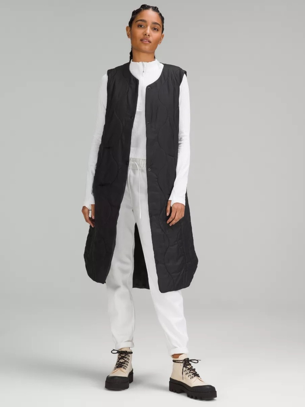 lululemon athletica Black Long Quilted Vest